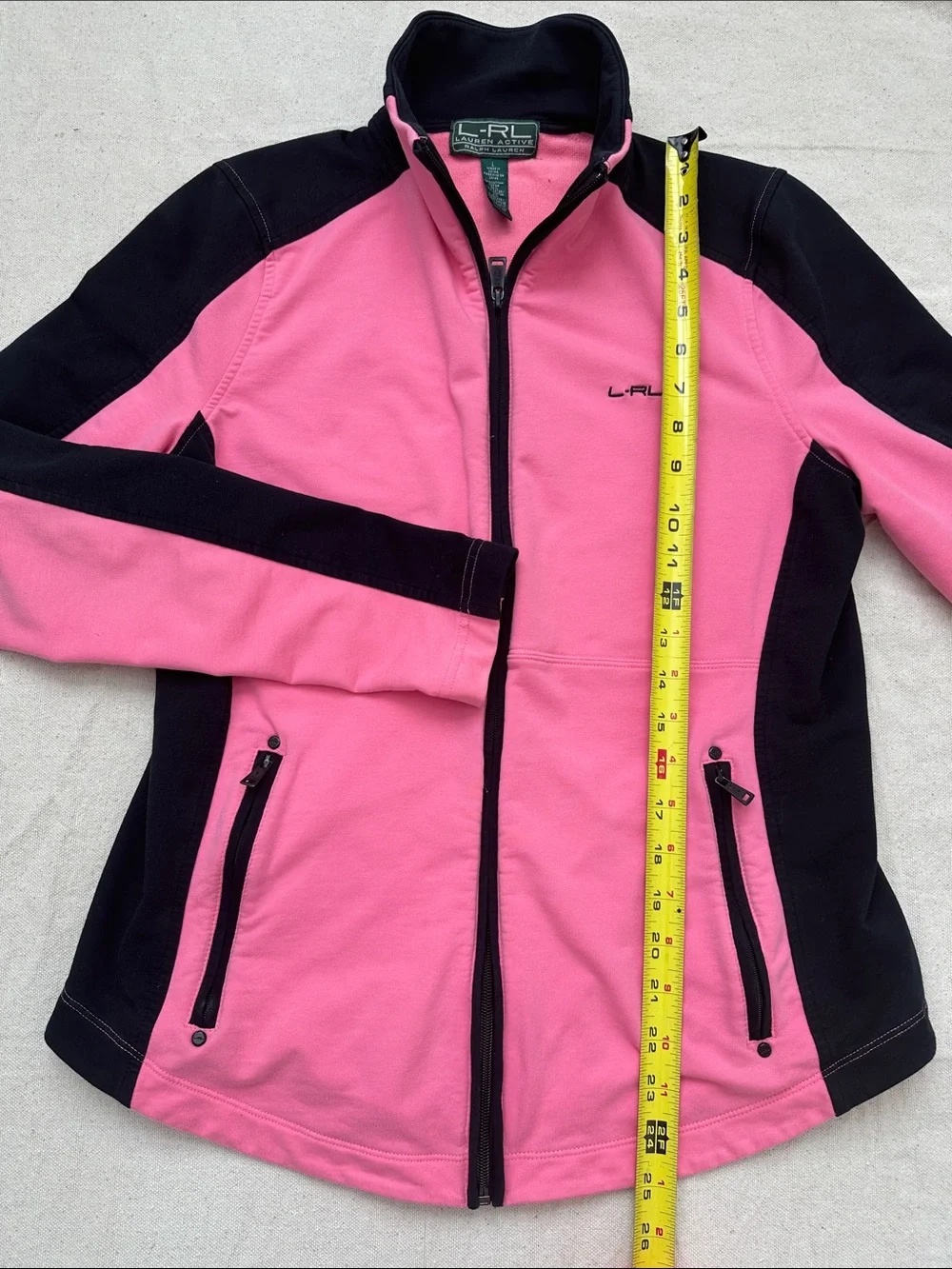 Lauren Active Ralph Lauren Pink & Black Full-Zip Long Sleeve Sweatshirt Size L - Picture 5 of 9